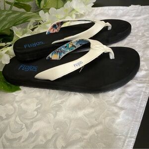 Flojos Flip Flops Tropical Print Platform Thong Sandals Beach Summer Women